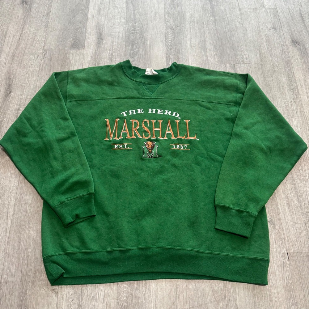 Vintage Lee Sport Marshall University The Herd Sweatshirt Green Embroidered L
